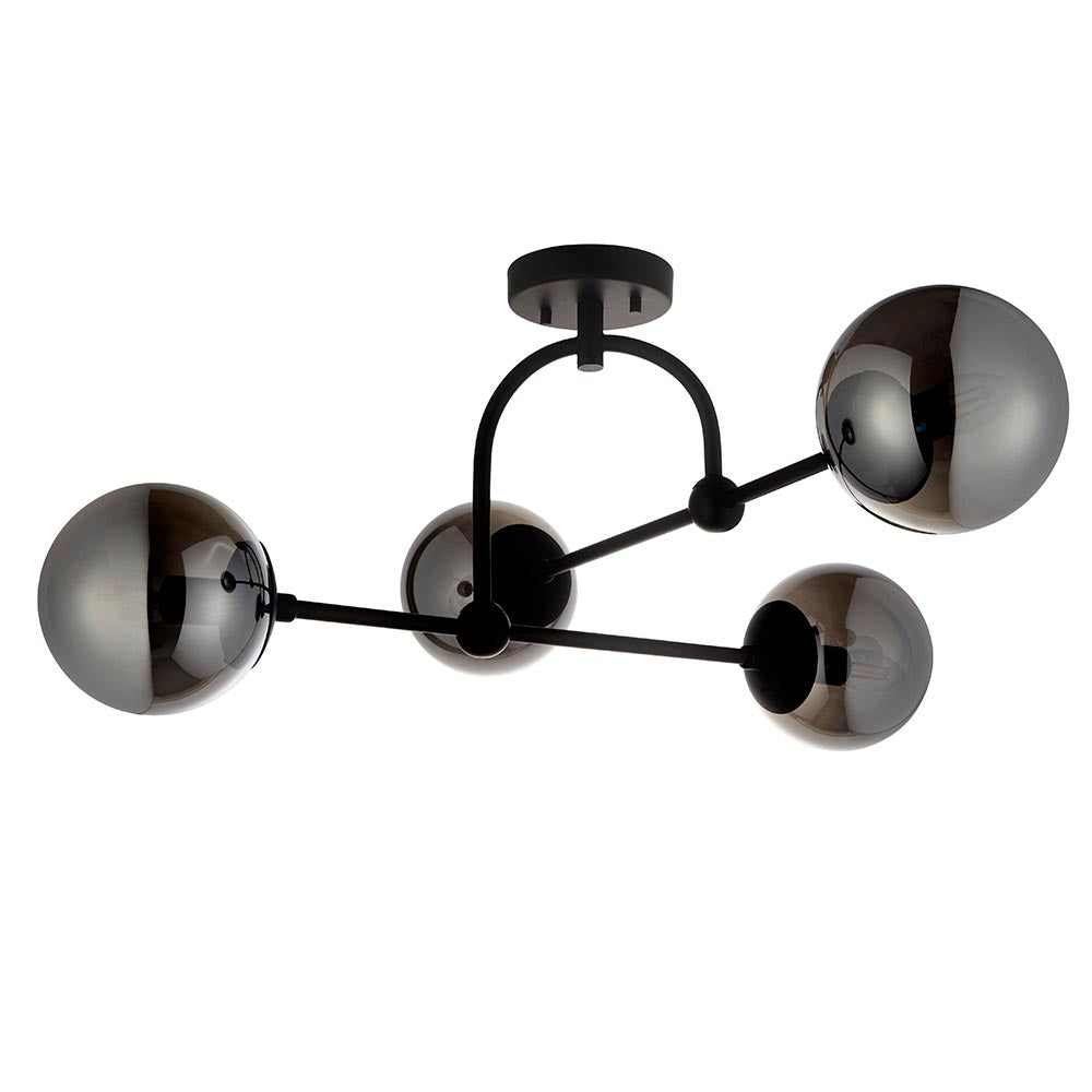 Pilar 4 Light Semi Flush Black