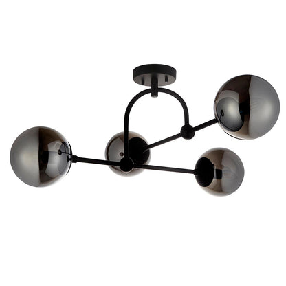 Pilar 4 Light Semi Flush Black