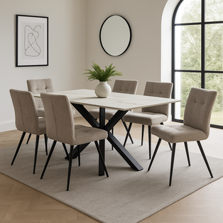 Lyon 1.8M Dining Set with 6 Daisy Chairs