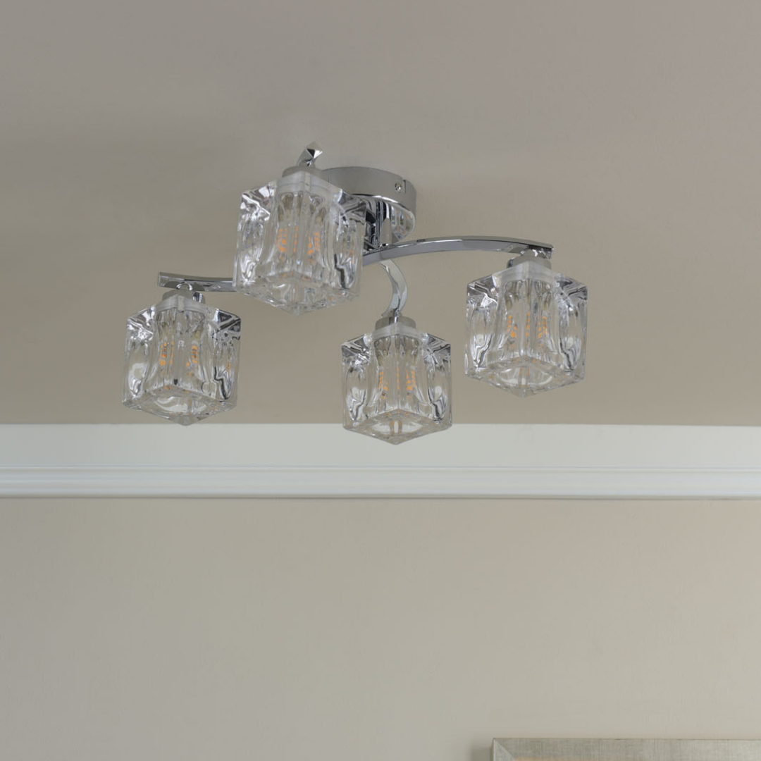Coraline 4-Light Polished Chrome Semi-Flush Ceiling Light