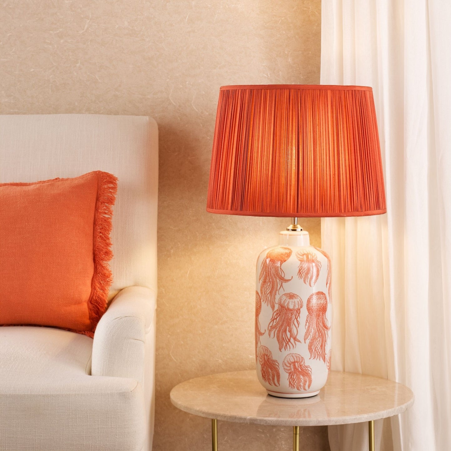 Cyanea Coral Pink Ceramic Table Lamp