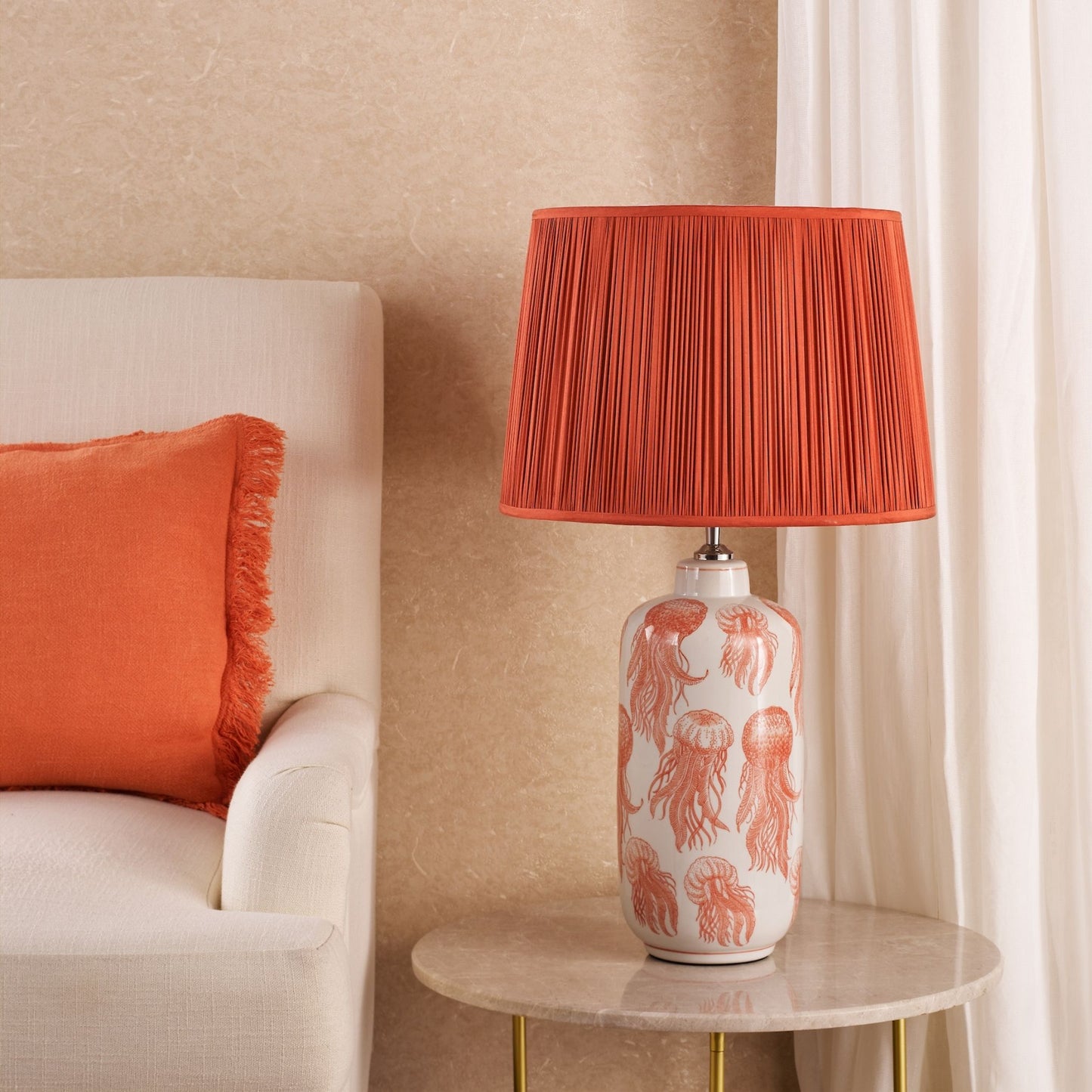 Cyanea Coral Pink Ceramic Table Lamp