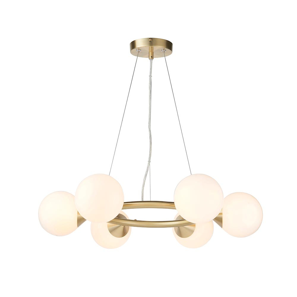 Ring 6 Light Pendant Satin Brass