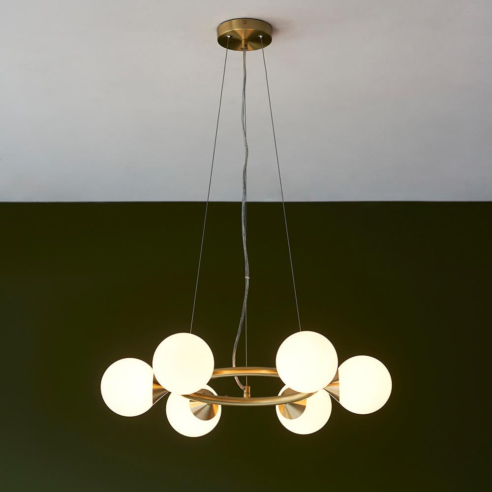 Ring 6 Light Pendant Satin Brass