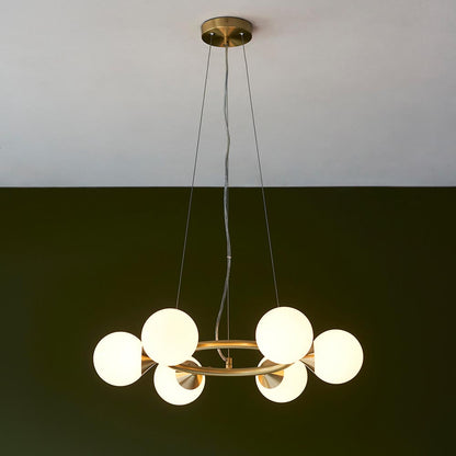 Ring 6 Light Pendant Satin Brass