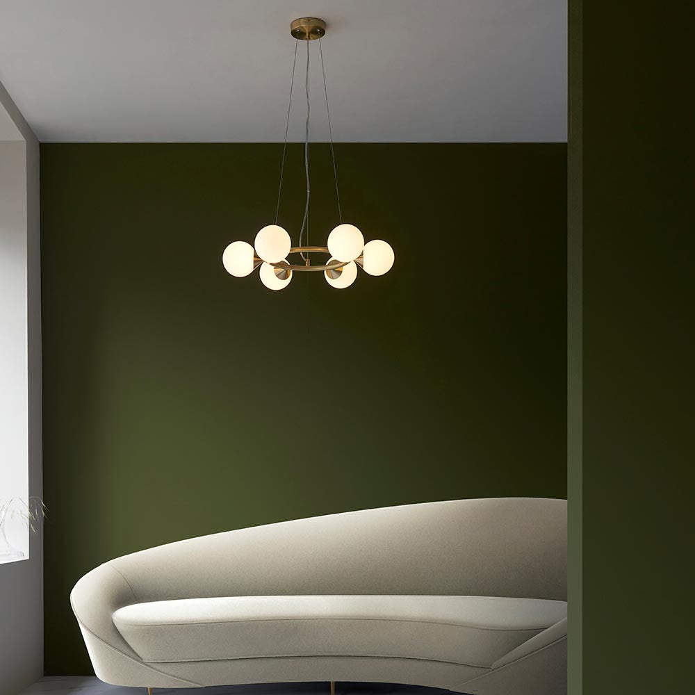 Ring 6 Light Pendant Satin Brass