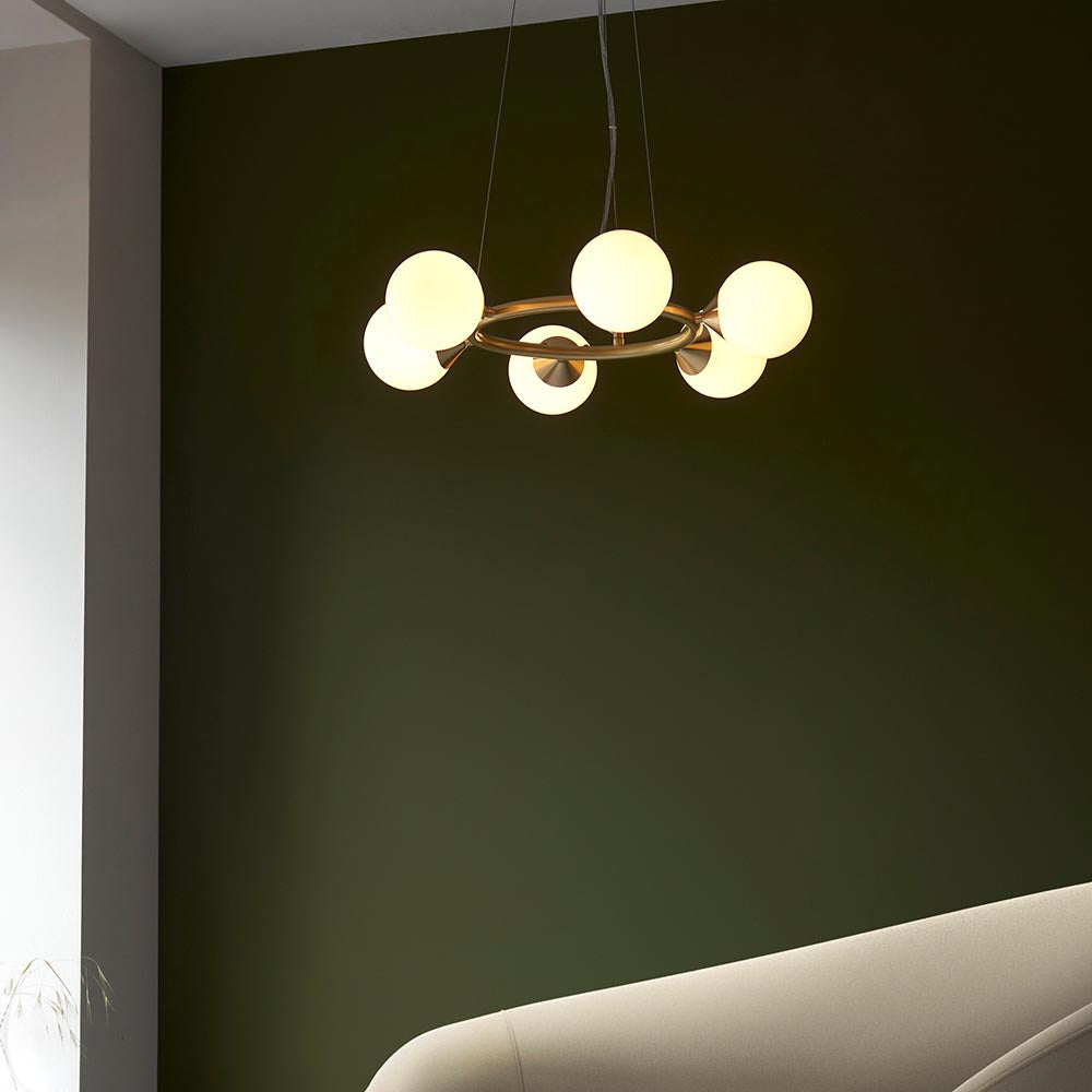 Ring 6 Light Pendant Satin Brass