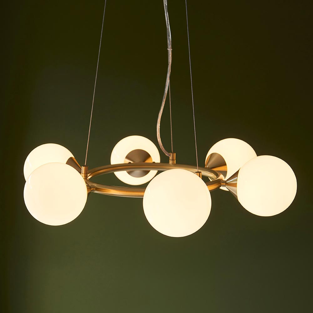 Ring 6 Light Pendant Satin Brass