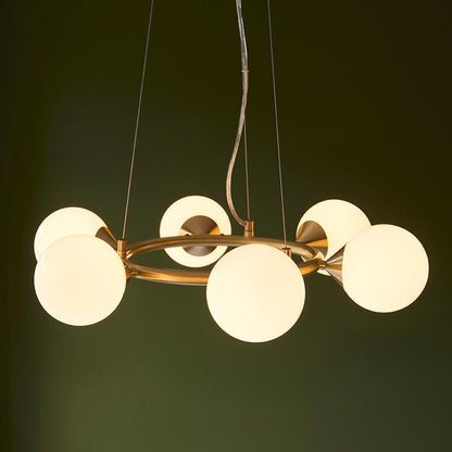 Ring 6 Light Pendant Satin Brass