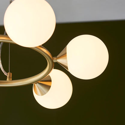 Ring 6 Light Pendant Satin Brass