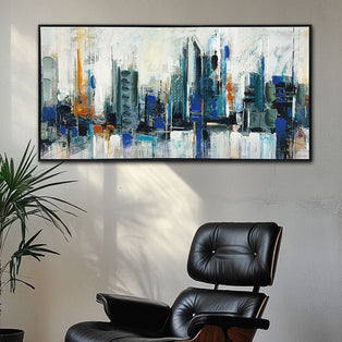 City Skyline I Framed Canvas Wall Art 50x100