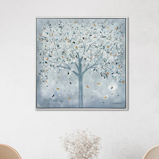 Glistening Leaves Framed Canvas Wall Art 60x60