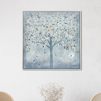 Glistening Leaves Framed Canvas Wall Art 60x60