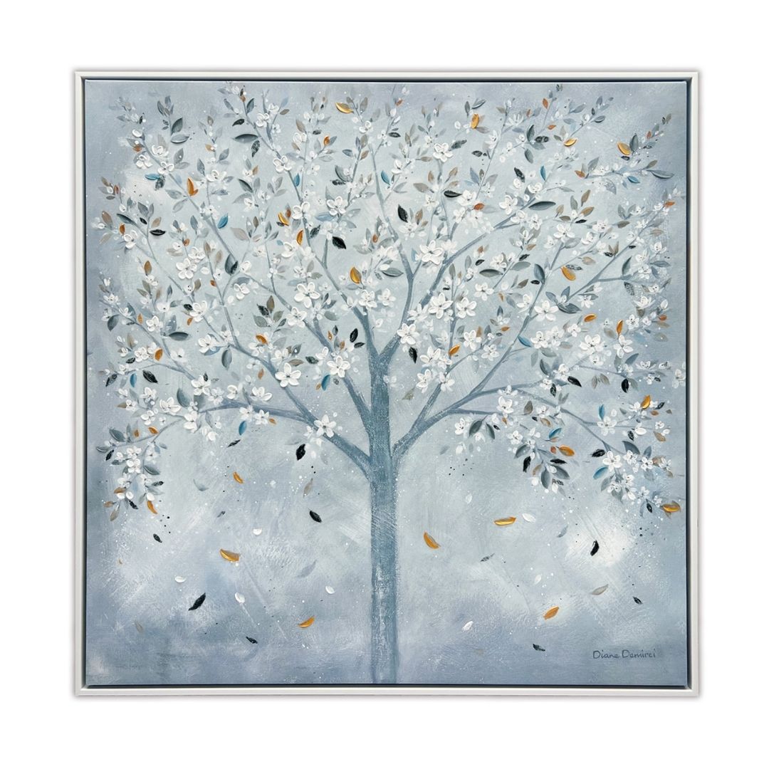 Glistening Leaves Framed Canvas Wall Art 60x60