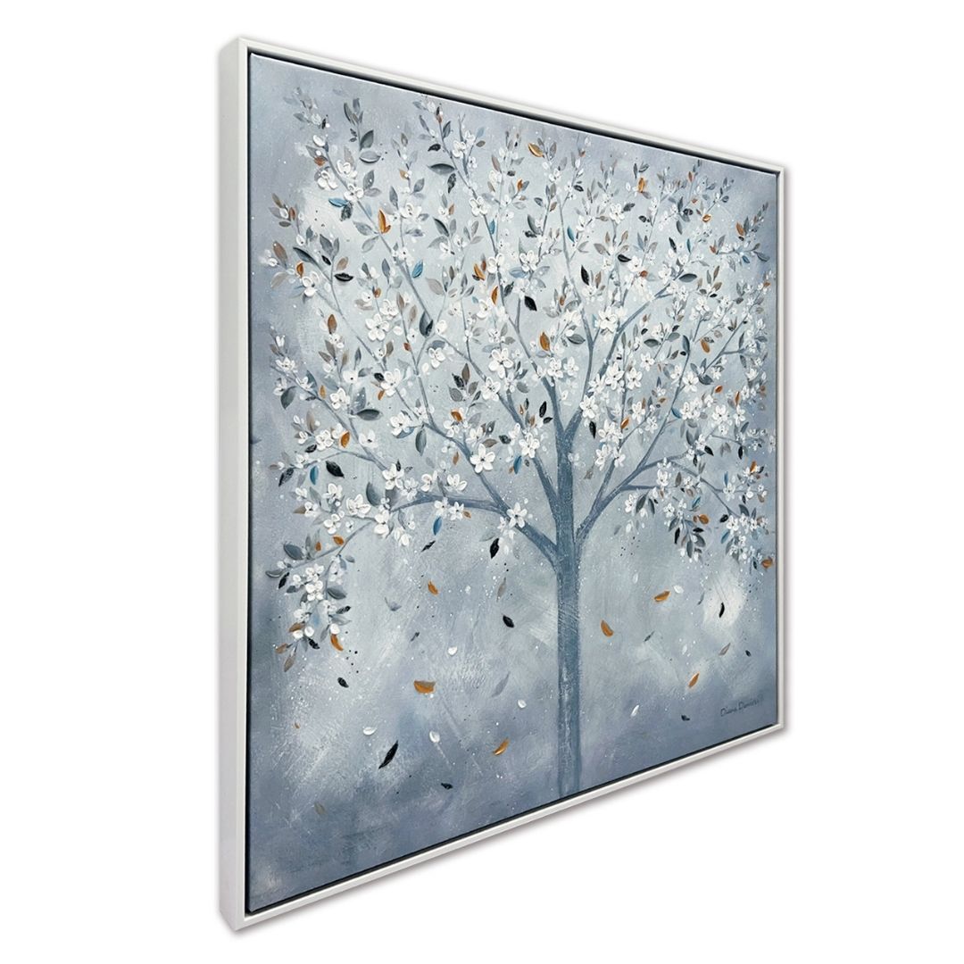 Glistening Leaves Framed Canvas Wall Art 60x60