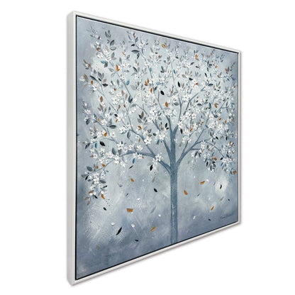 Glistening Leaves Framed Canvas Wall Art 60x60