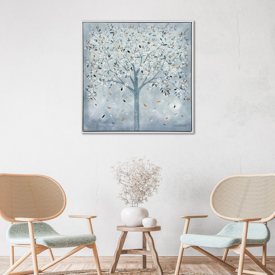 Glistening Leaves Framed Canvas Wall Art 60x60