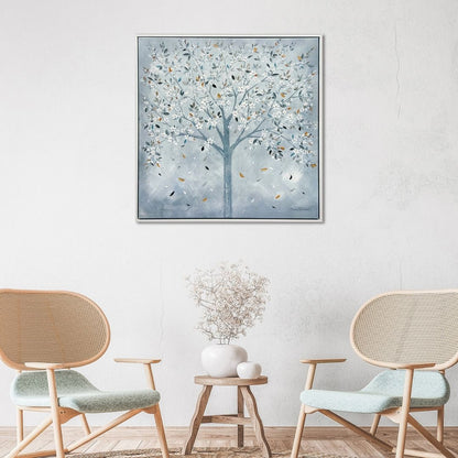 Glistening Leaves Framed Canvas Wall Art 60x60