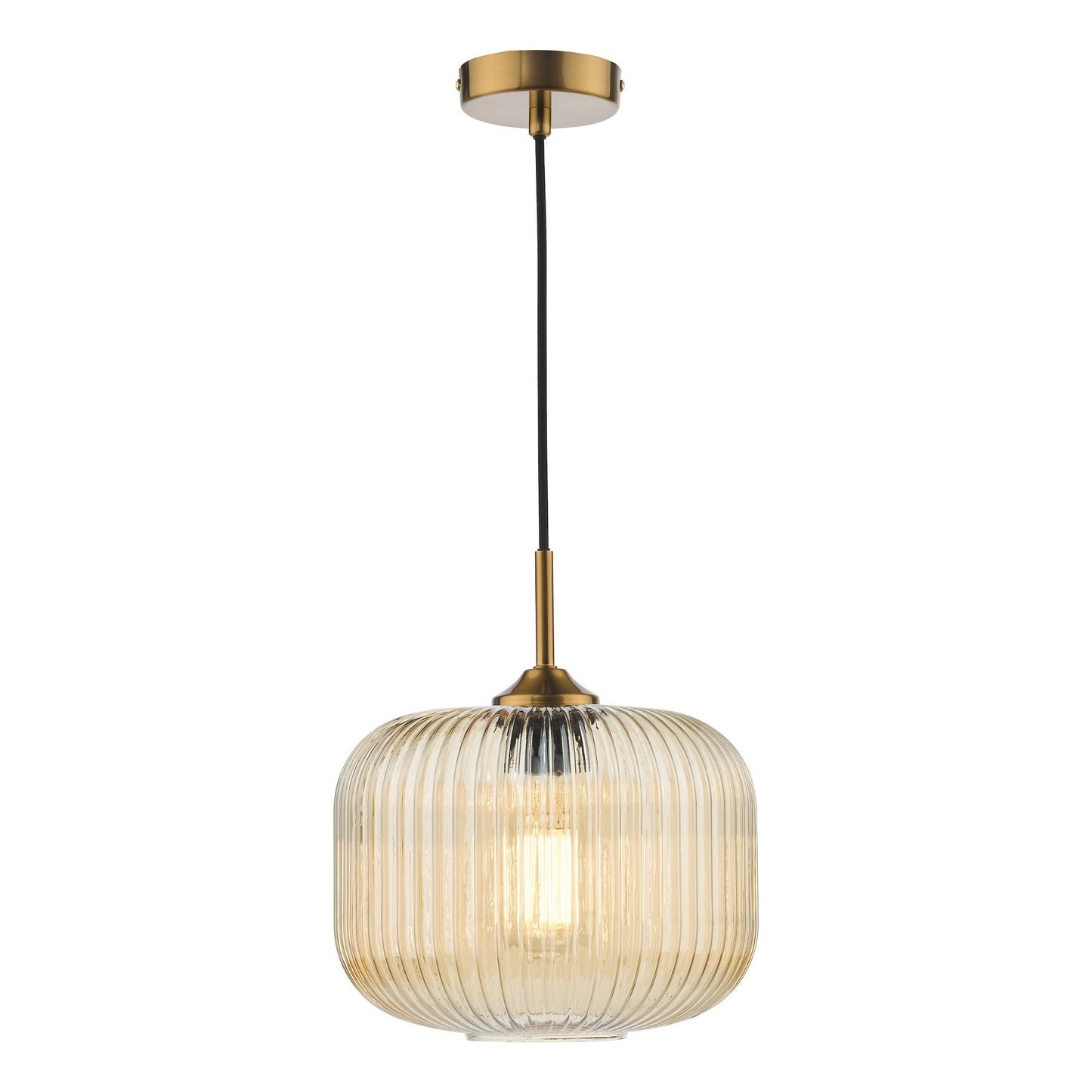 Demarius Brass & Amber Glass Pendant Ceiling Light