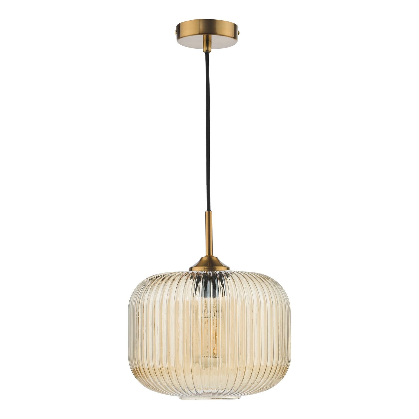 Demarius Brass & Amber Glass Pendant Ceiling Light