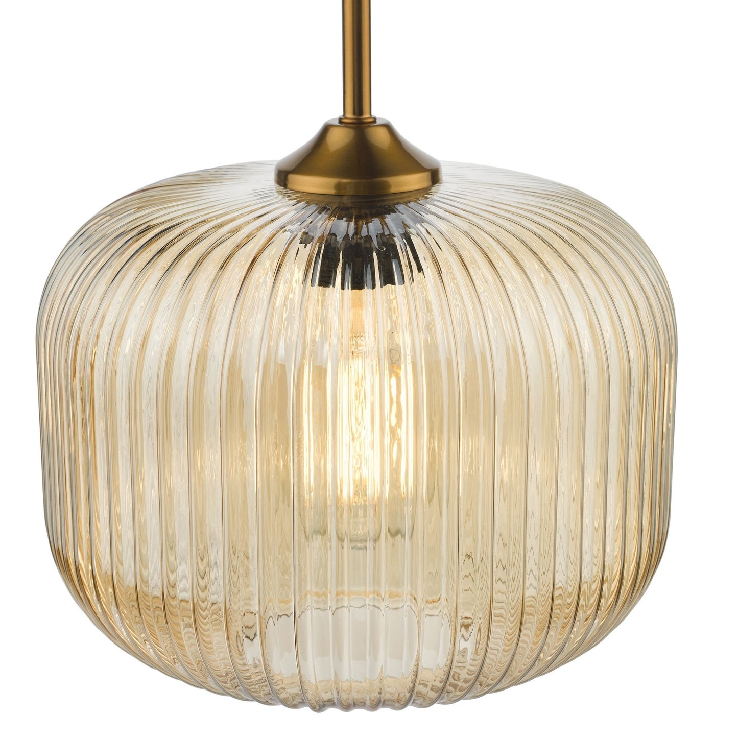 Demarius Brass & Amber Glass Pendant Ceiling Light