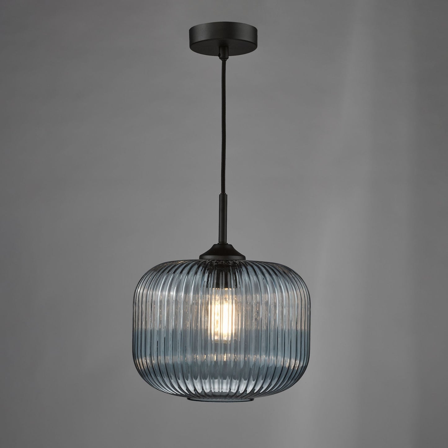 Demarius Matte Black & Blue Glass Pendant Ceiling Light