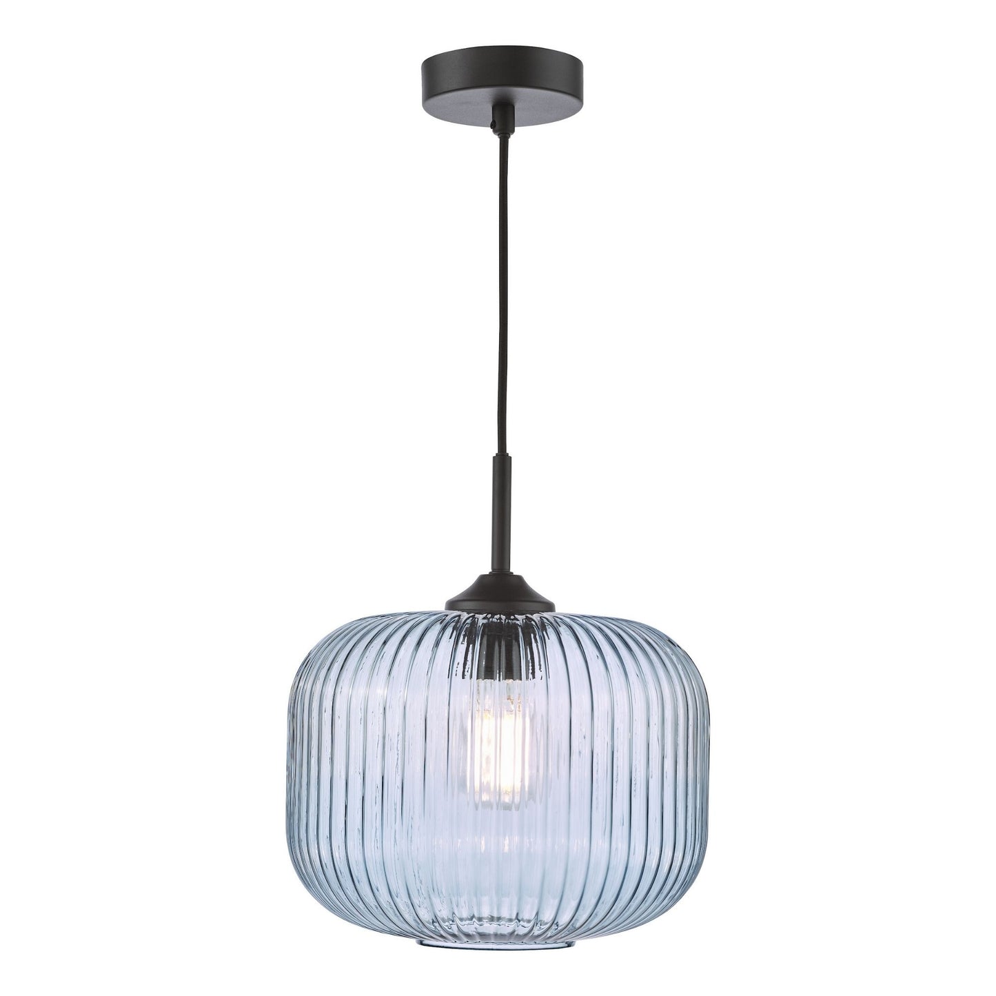 Demarius Matte Black & Blue Glass Pendant Ceiling Light