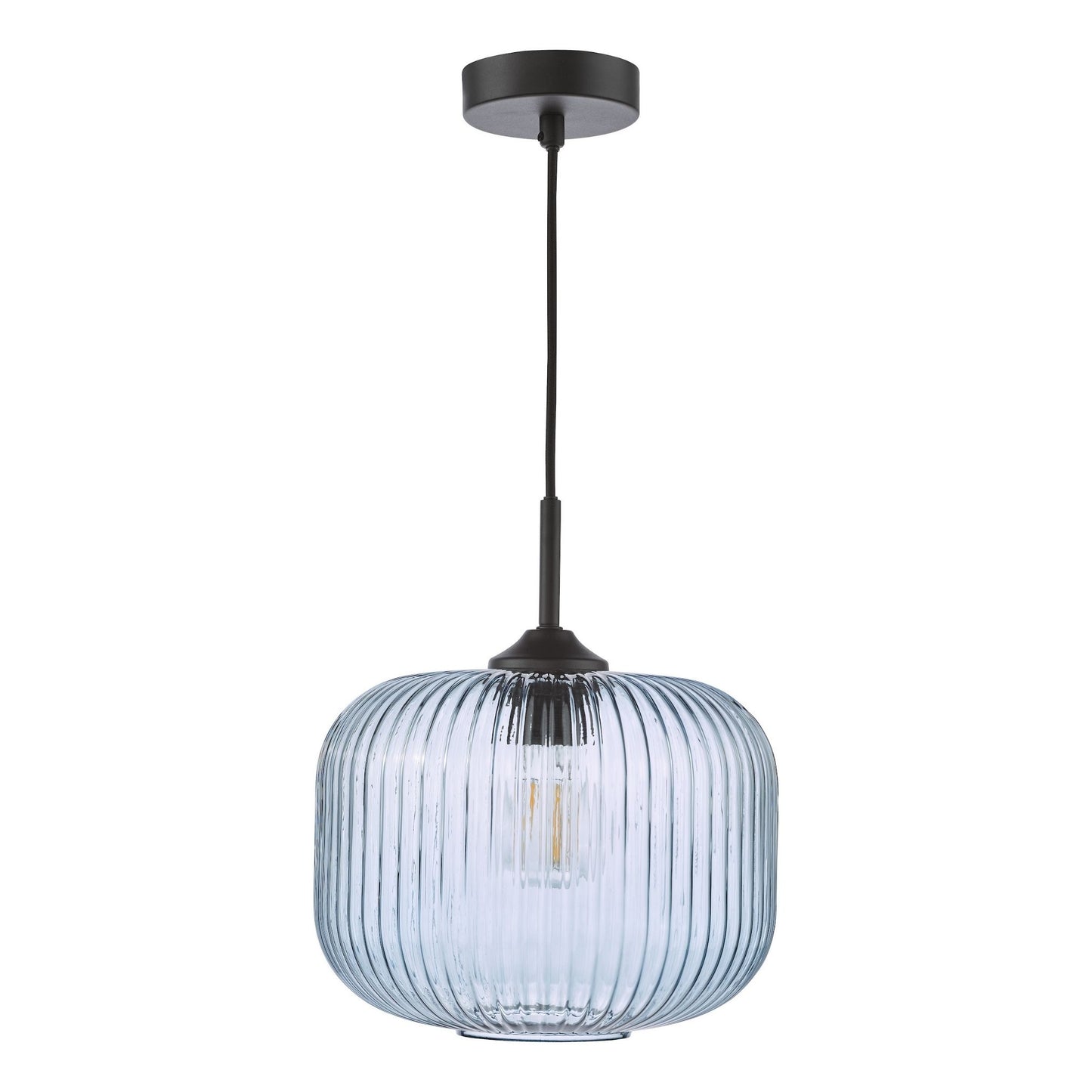 Demarius Matte Black & Blue Glass Pendant Ceiling Light