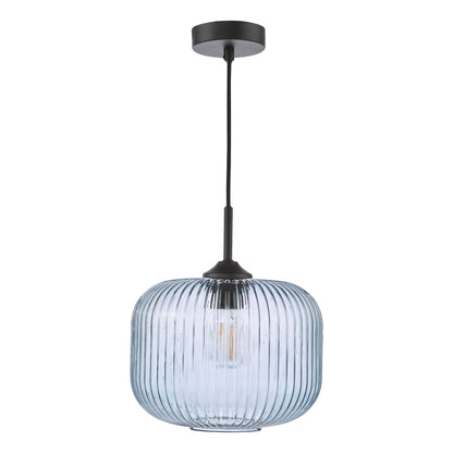 Demarius Matte Black & Blue Glass Pendant Ceiling Light