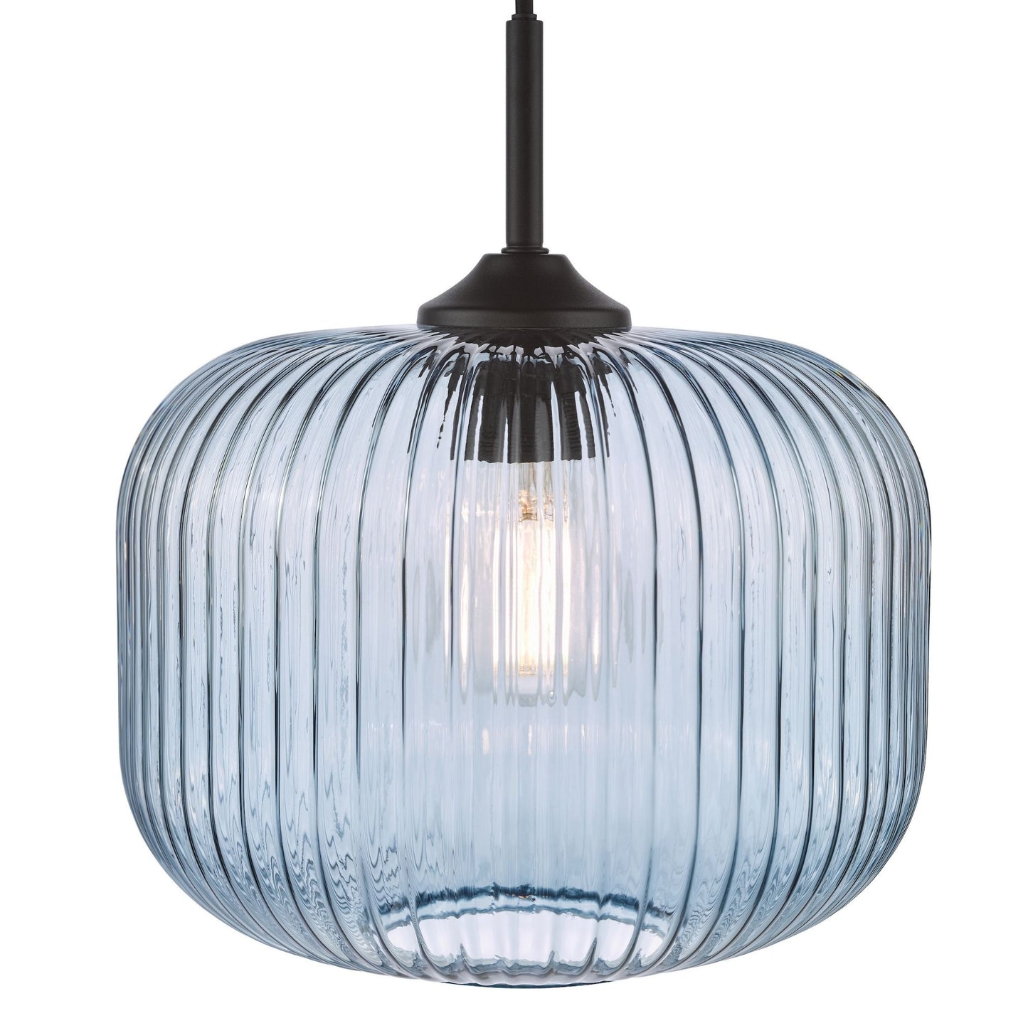 Demarius Matte Black & Blue Glass Pendant Ceiling Light