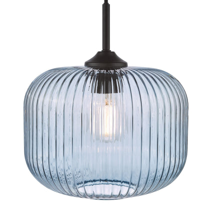 Demarius Matte Black & Blue Glass Pendant Ceiling Light