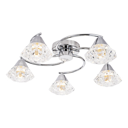 Dilys 5 Light Polished Chrome Semi Flush Ceiling Light