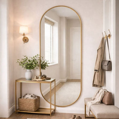 Emi - Full Length Gold Metal Runway Oval Mirror - 180cm x 80cm