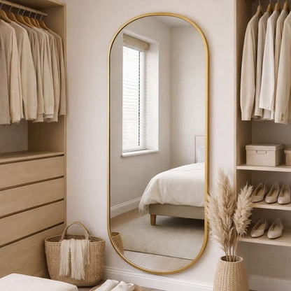 Emi - Full Length Gold Metal Runway Oval Mirror - 180cm x 80cm