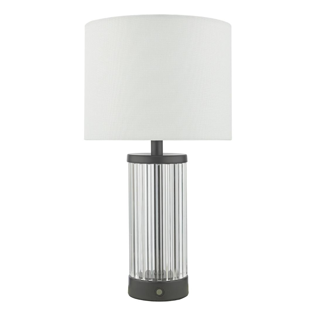 Enrico Satin Black and Glass Rechargeable Touch Table Lamp