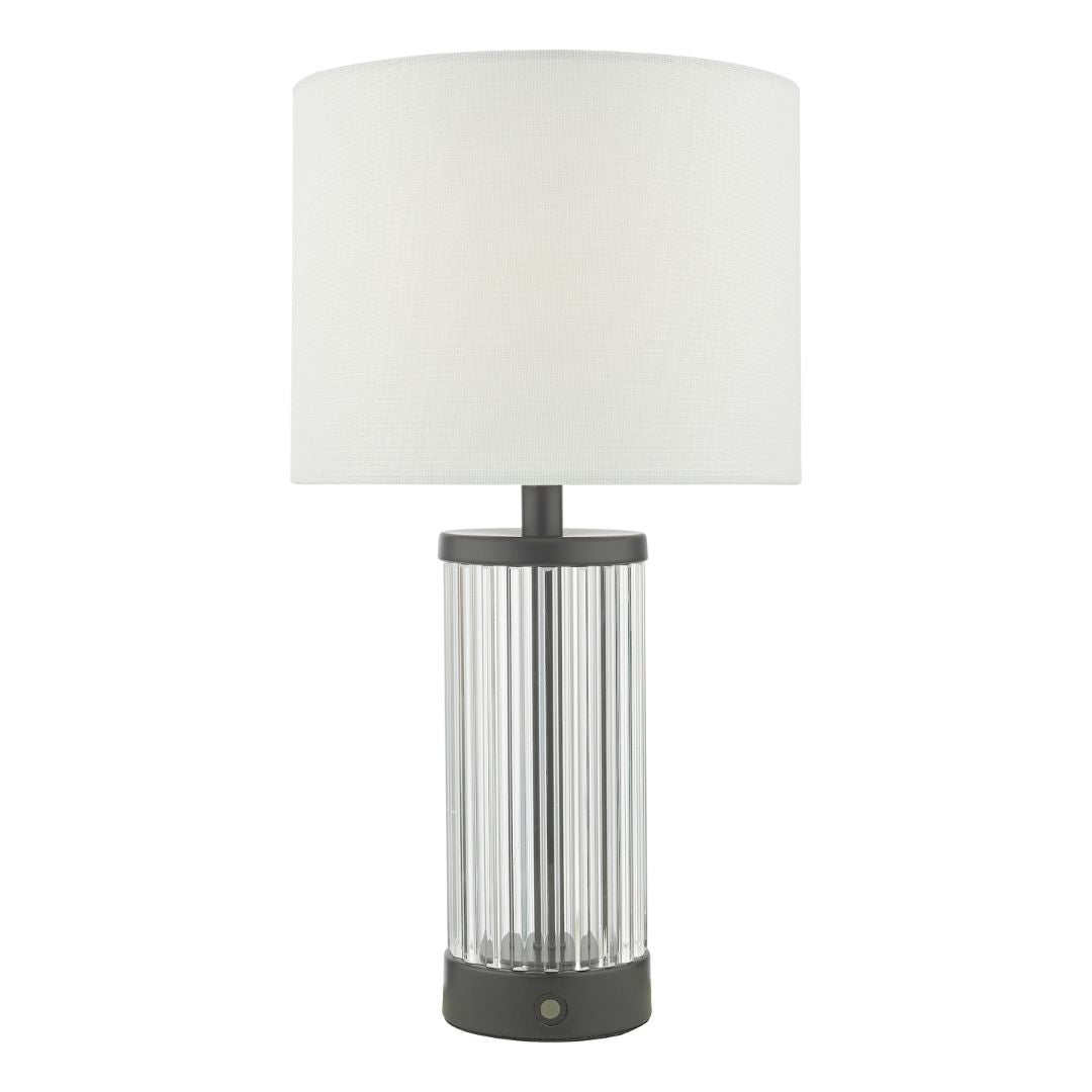 Enrico Satin Black and Glass Rechargeable Touch Table Lamp