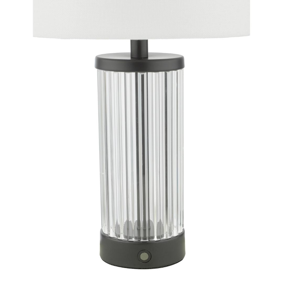 Enrico Satin Black and Glass Rechargeable Touch Table Lamp