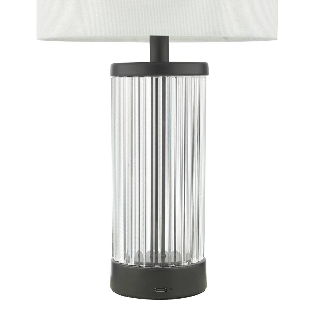 Enrico Satin Black and Glass Rechargeable Touch Table Lamp