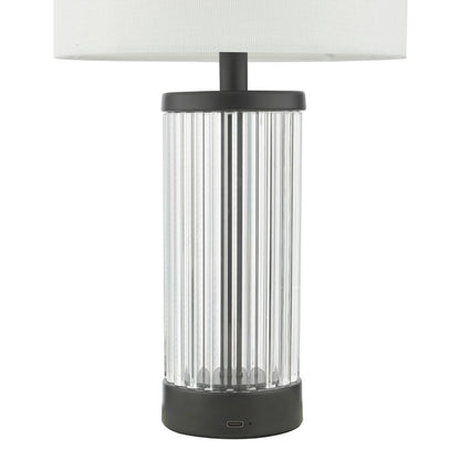 Enrico Satin Black and Glass Rechargeable Touch Table Lamp