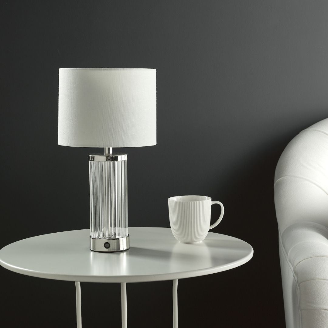 Enrico Polished Nickel and Glass Rechargeable Touch Table Lamp