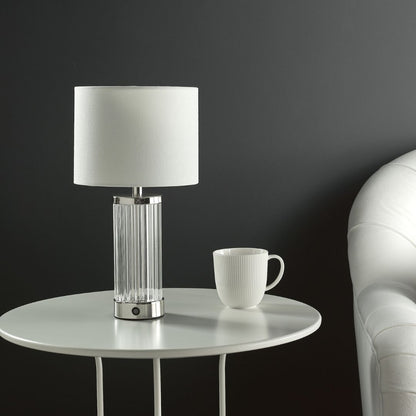 Enrico Polished Nickel and Glass Rechargeable Touch Table Lamp