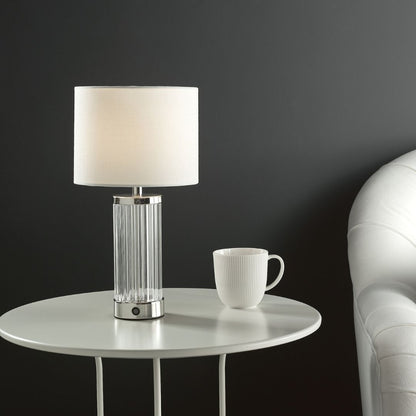 Erico Polished Nickel and Glass Rechargeable LED Touch Table Lamp