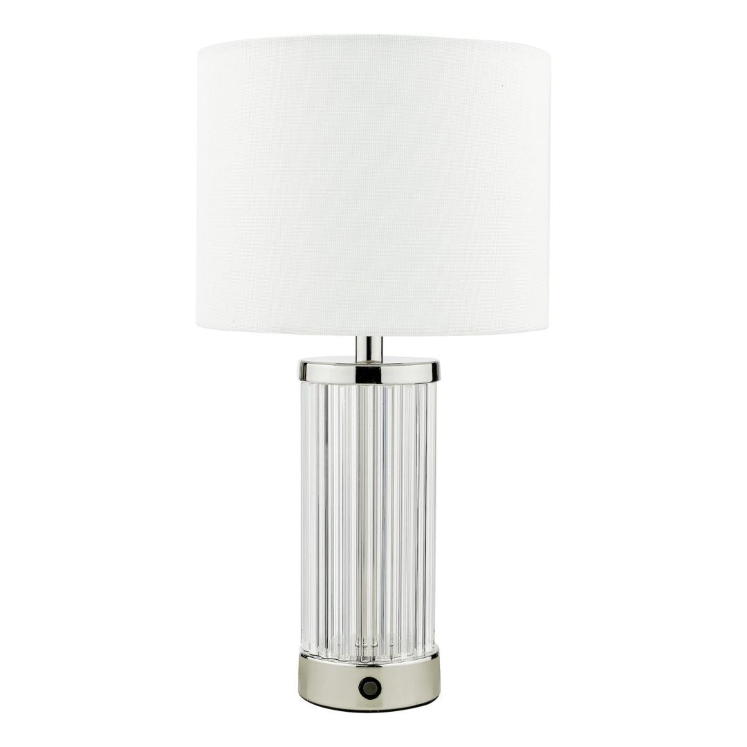 Enrico Polished Nickel and Glass Rechargeable Touch Table Lamp