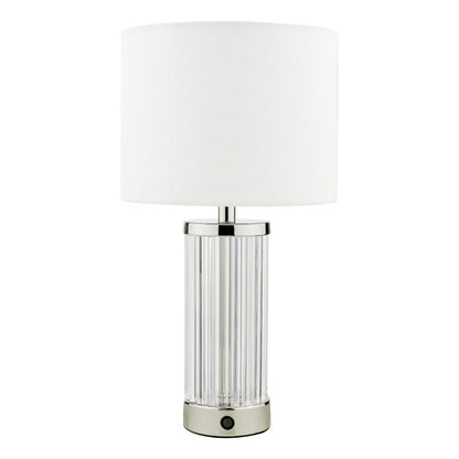 Enrico Polished Nickel and Glass Rechargeable Touch Table Lamp
