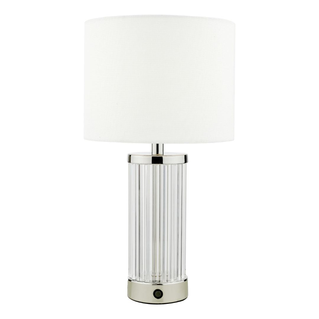 Enrico Polished Nickel and Glass Rechargeable Touch Table Lamp