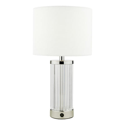 Enrico Polished Nickel and Glass Rechargeable Touch Table Lamp