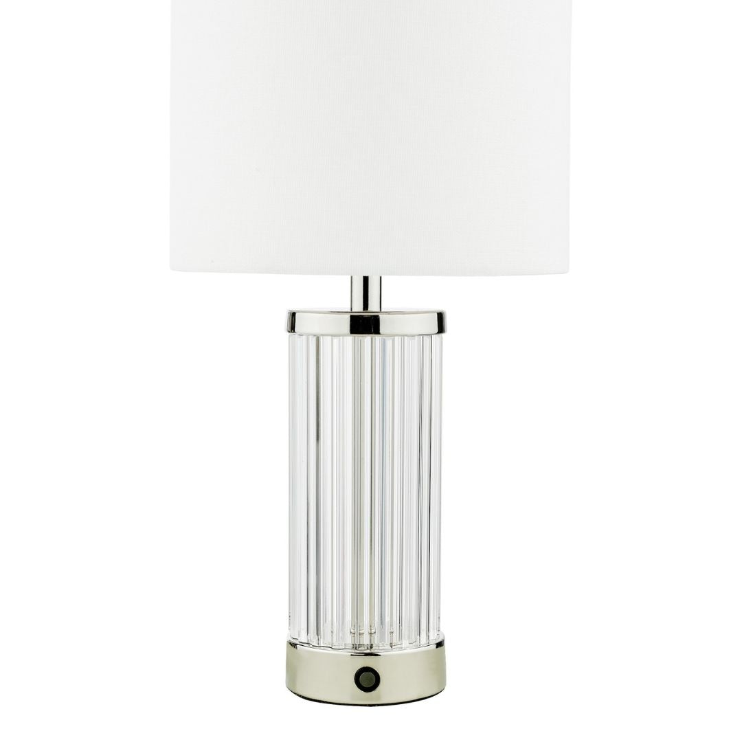 Enrico Polished Nickel and Glass Rechargeable Touch Table Lamp