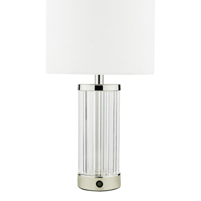 Enrico Polished Nickel and Glass Rechargeable Touch Table Lamp