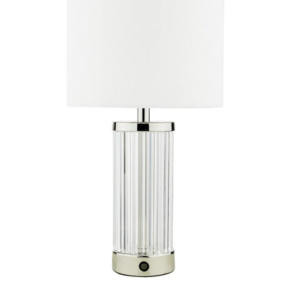 Erico Polished Nickel and Glass Rechargeable LED Touch Table Lamp