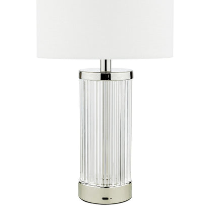 Enrico Polished Nickel and Glass Rechargeable Touch Table Lamp